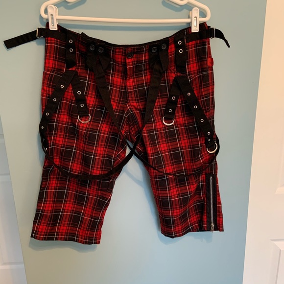 Tripp nyc Pants - Tripp NYC size 9 punk Goth red plaid crops zippers